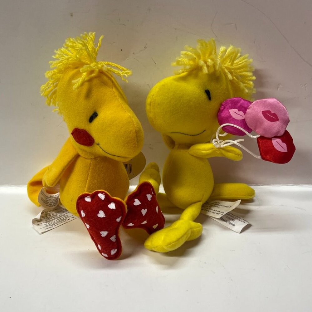 2 Peanuts Snoopy Valentine Kisses Woodstock 8" Stuffed Animal Plush Whitmans